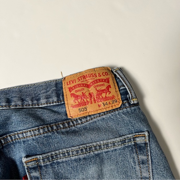 020 - VINTAGE 00s LEVIS STRAUS 505s PAINT SPLATTER 32 x 26 DENIM PANTS JEANS - Picture 6 of 9